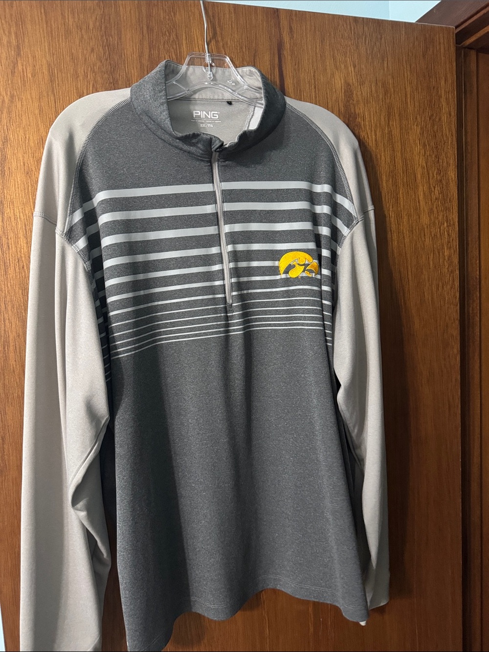 Ping Men’s Gray & Light Gray Quarter-Zip Pullover with Yellow Logo